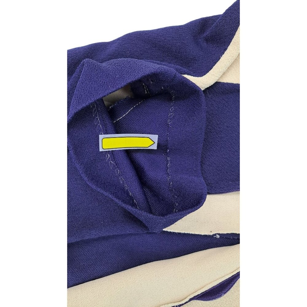 Vintage Handmade Blue Cream Colorblock Short Sleeve Mini Dress Medium Mod Space - Picture 12 of 12